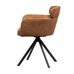 Fenne Draaibare eetkamerstoel leerlook cognac