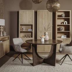 Fermo Eettafel rond olijfbruin mangohout 130cm