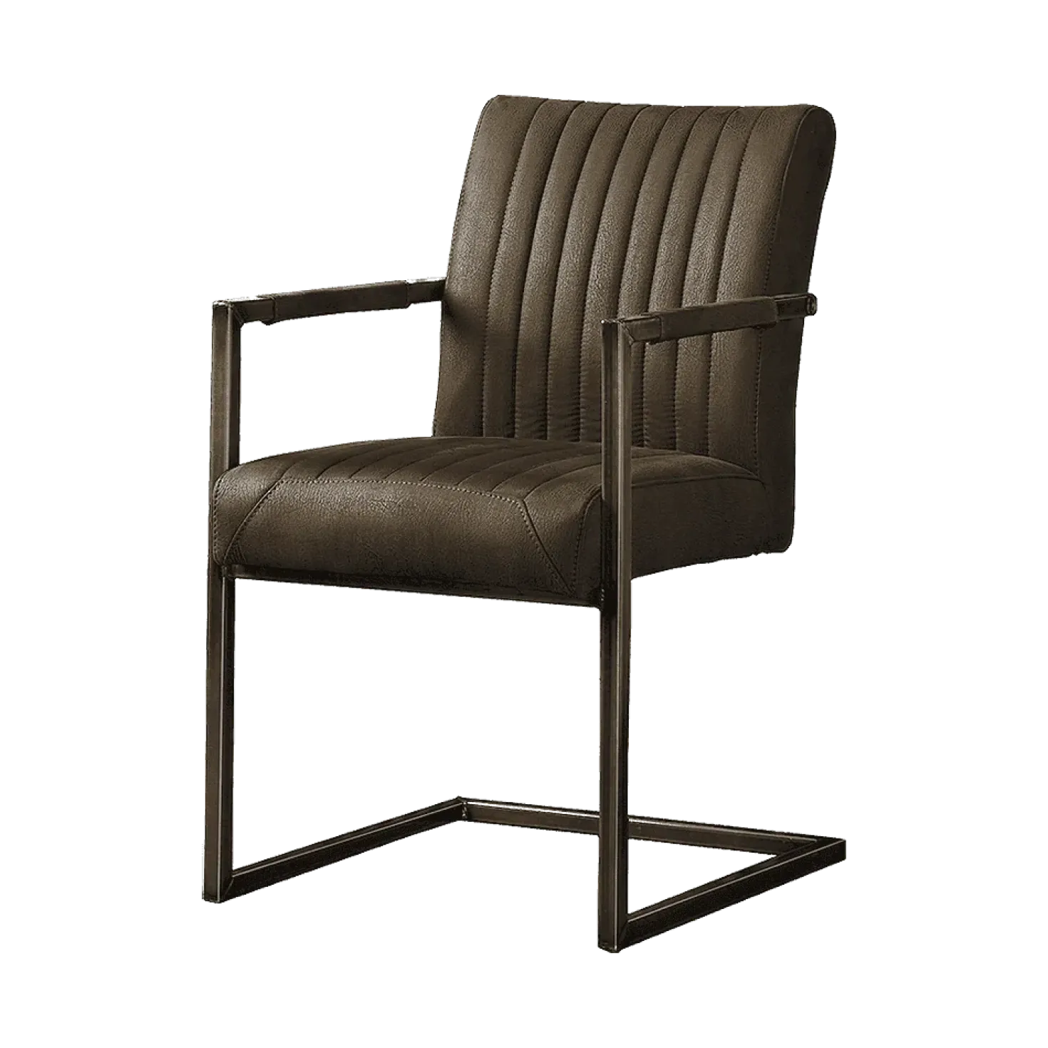 Ferro Eetkamerstoel armleuning microvezel donkerbruin 52cm