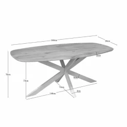 Ferry Eettafel Deens Ovaal Naturel Eiken met zand poot 180 cm
