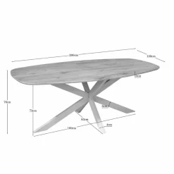 Ferry Eettafel Deens Ovaal Naturel Eiken met zand poot 210 cm