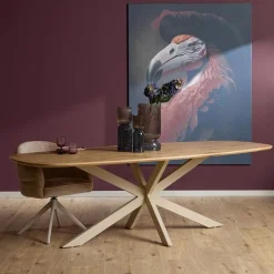 Ferry Eettafel Deens Ovaal Naturel Eiken met zand poot 280 cm