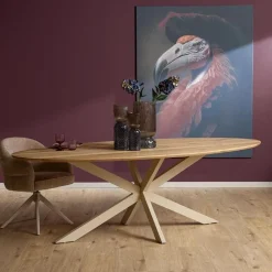 Ferry Eettafel Ovaal Naturel Eiken met zand poot 180 cm