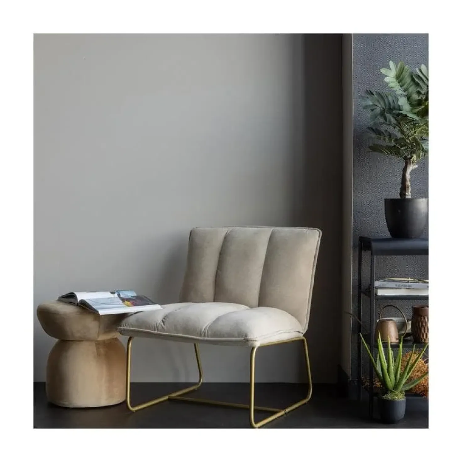 Fie Fauteuil ribstof zand