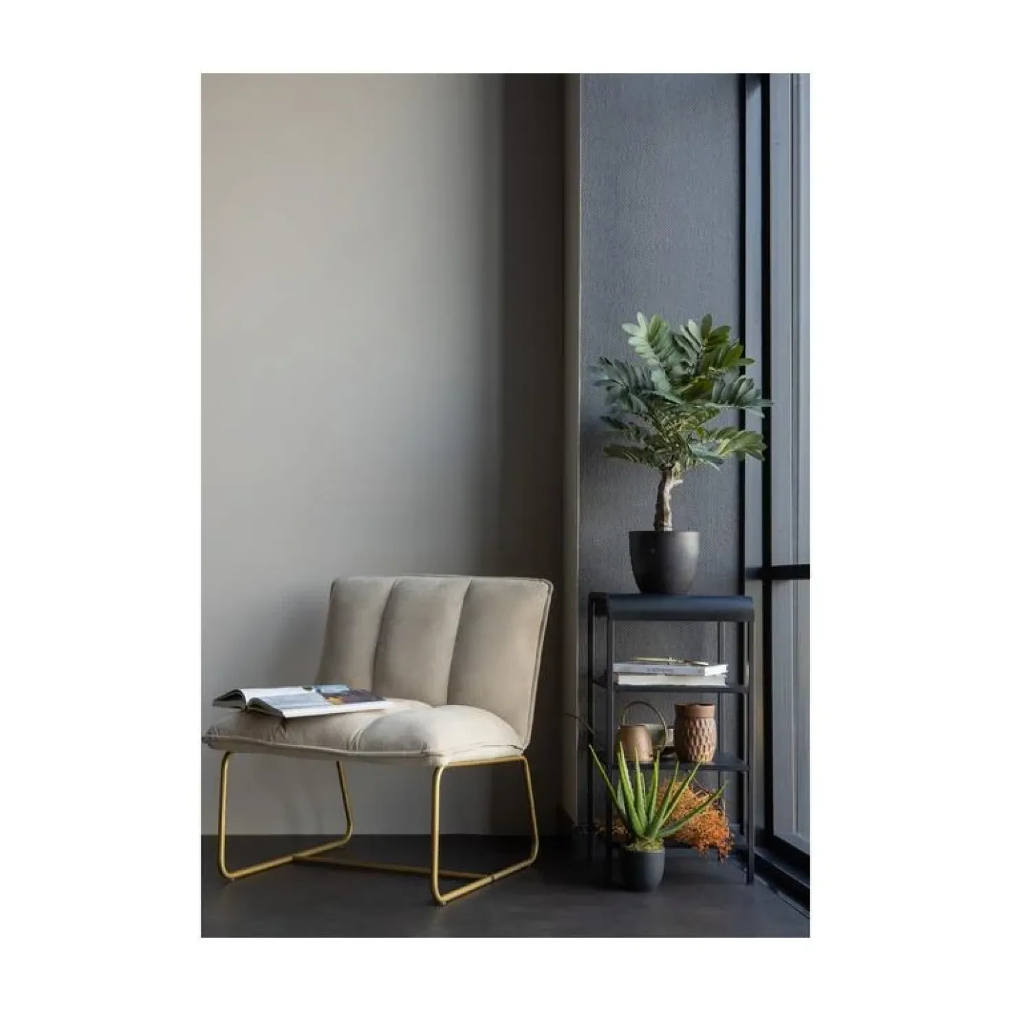 Fie Fauteuil ribstof zand