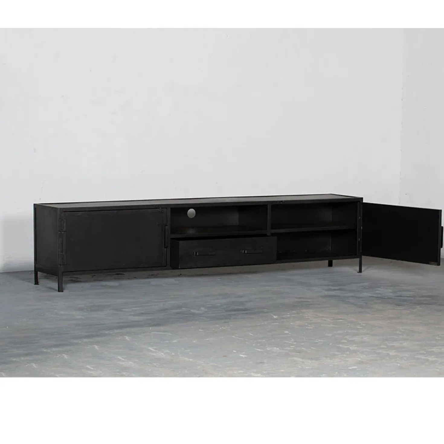 Figue tv meubel industrieel zwart metaal 240cm