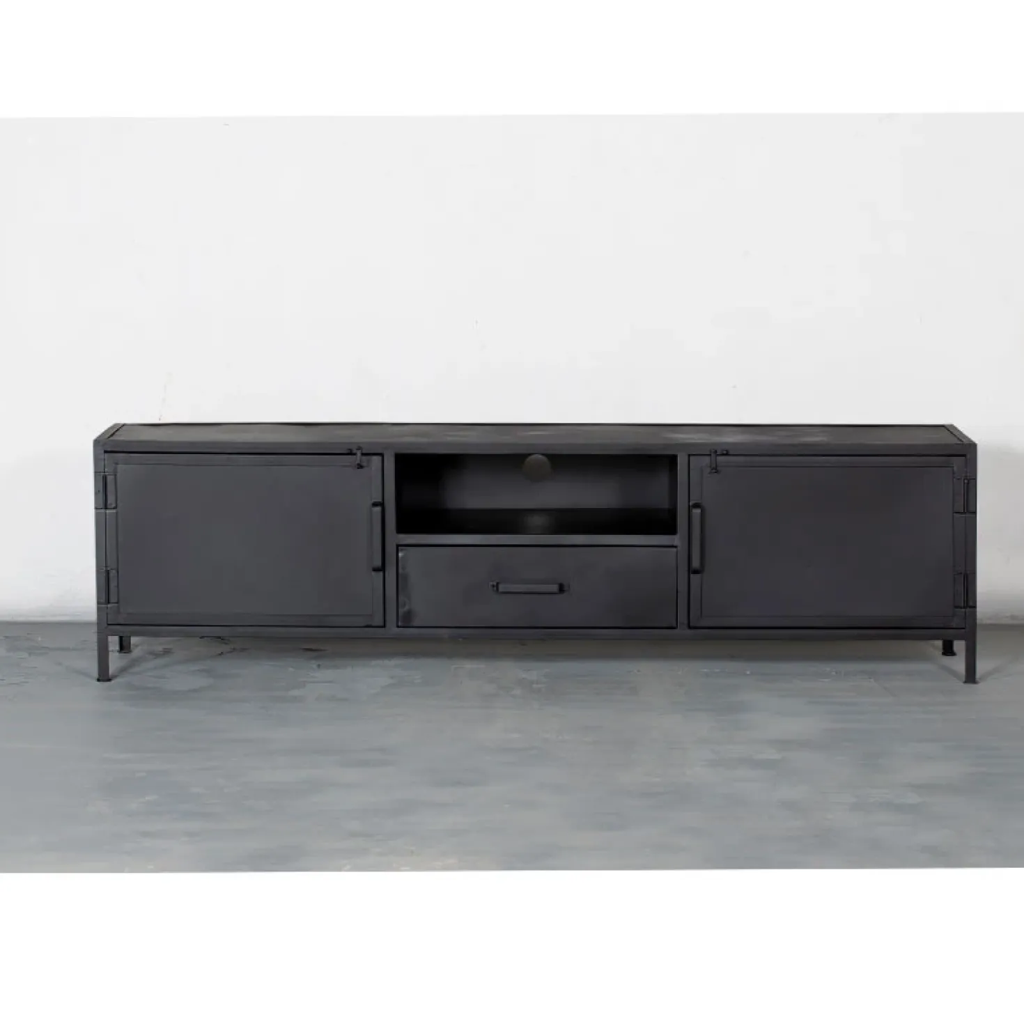 Figue tv meubel industrieel zwart metaal 200cm