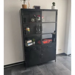 Figue vitrinekast industrieel zwart 120cm