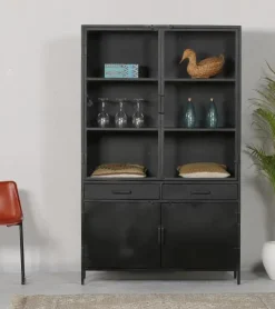 Figue vitrinekast industrieel zwart 120cm