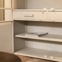 Figue vitrinekast industrieel taupe binnenkant 120cm