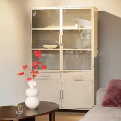 Figue vitrinekast industrieel taupe binnenkant 120cm