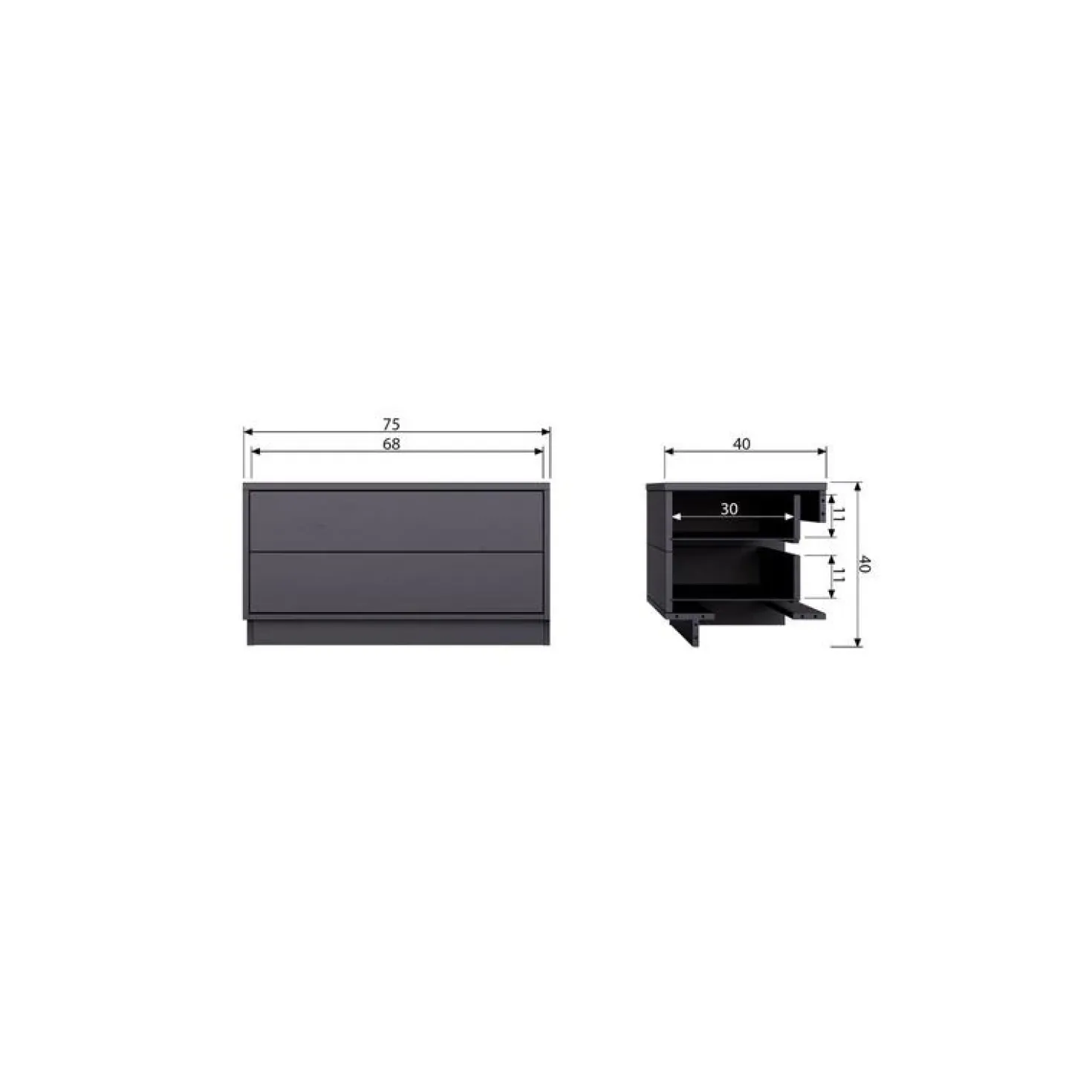 Finca Tv meubel grenen zwart 75cm