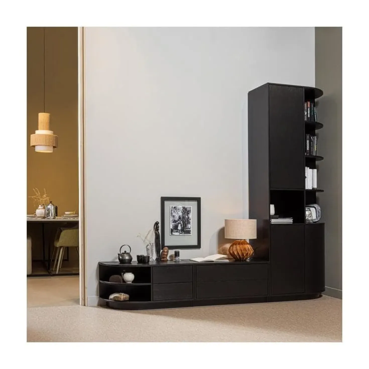 Finca Tv meubel grenen zwart 75cm
