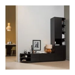 Finca Tv meubel rond links grenen zwart 78cm