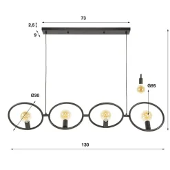 Finn 4-lichts Hanglamp Artic zwart