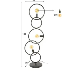 Finn 3-lichts Vloerlamp Artic zwart