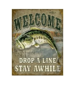 Fishing, drop a line - metalen bord