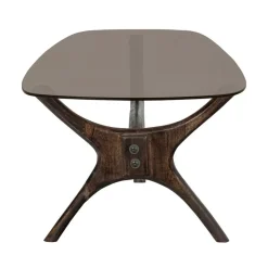 Flash Salontafel mangohout/glas walnoot 110cm