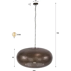 Florida 1-lichts Hanglamp XL koper 90cm
