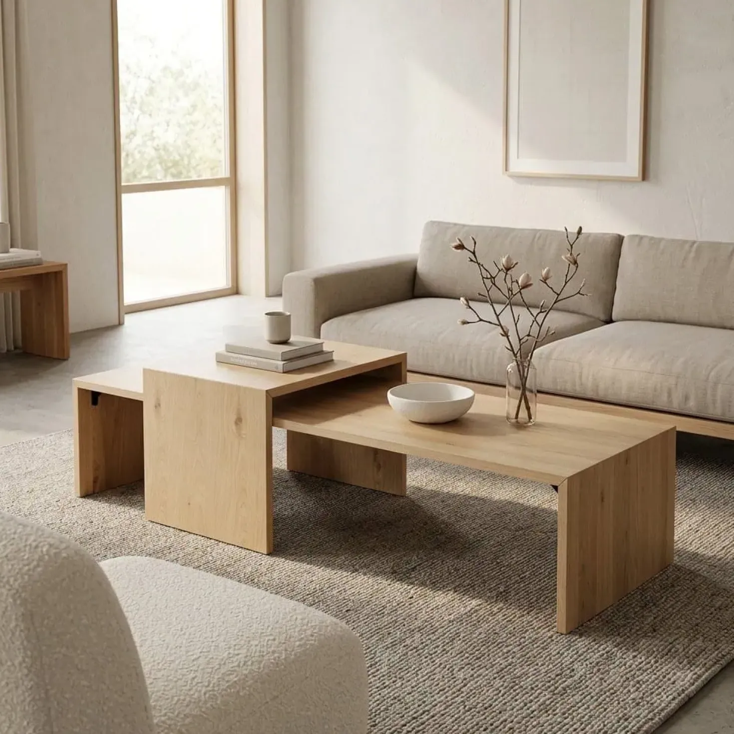 Flo Salontafel set van 2 Naturel