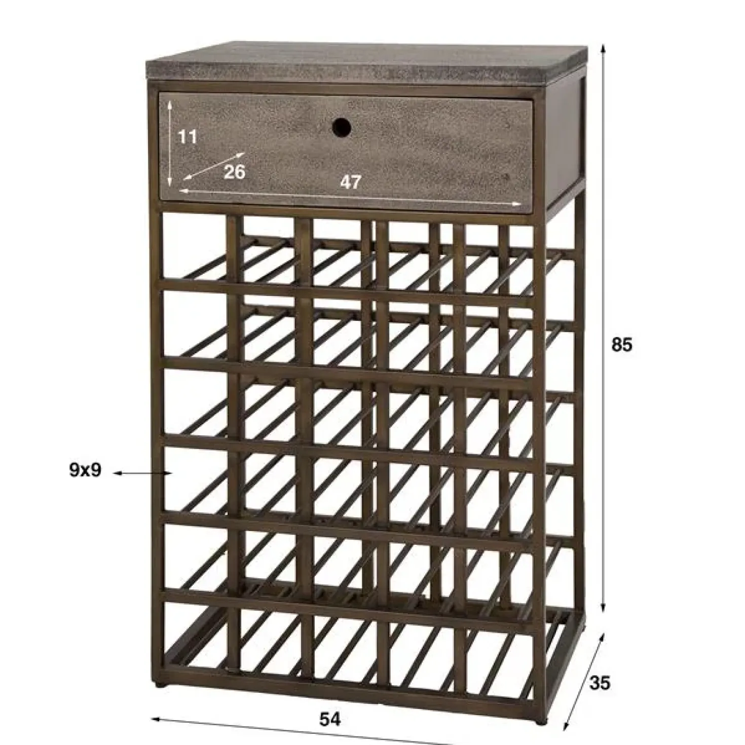 Forge Wijnkast 1 lade Brons 54cm (showroommodel)