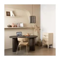 Form Eetkamerstoel hout met metalen poot zand
