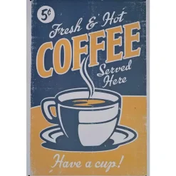 Fresh and Hot coffee - metalen bord
