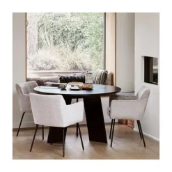 Fries Eettafel rond eiken blacknight 129cm