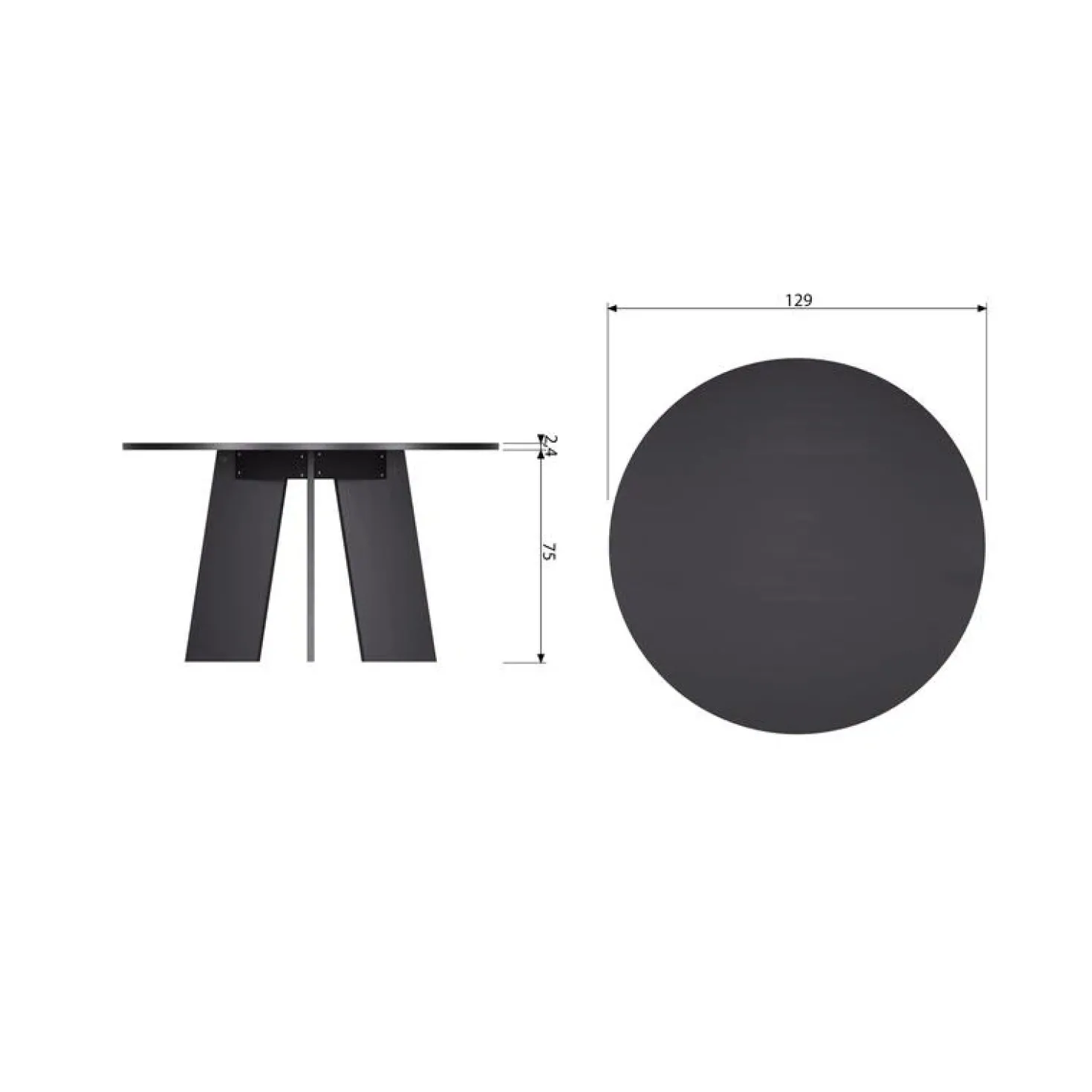 Fries Eettafel rond eiken blacknight 129cm