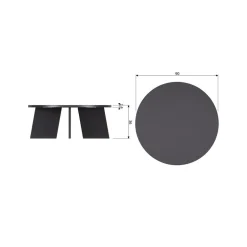Fries Salontafel eiken blacknight 90cm