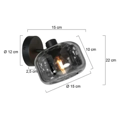 Gabriella 1-lichts Spot Smoke Glas