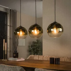 Galsa 3-lichts Hanglamp amber glas
