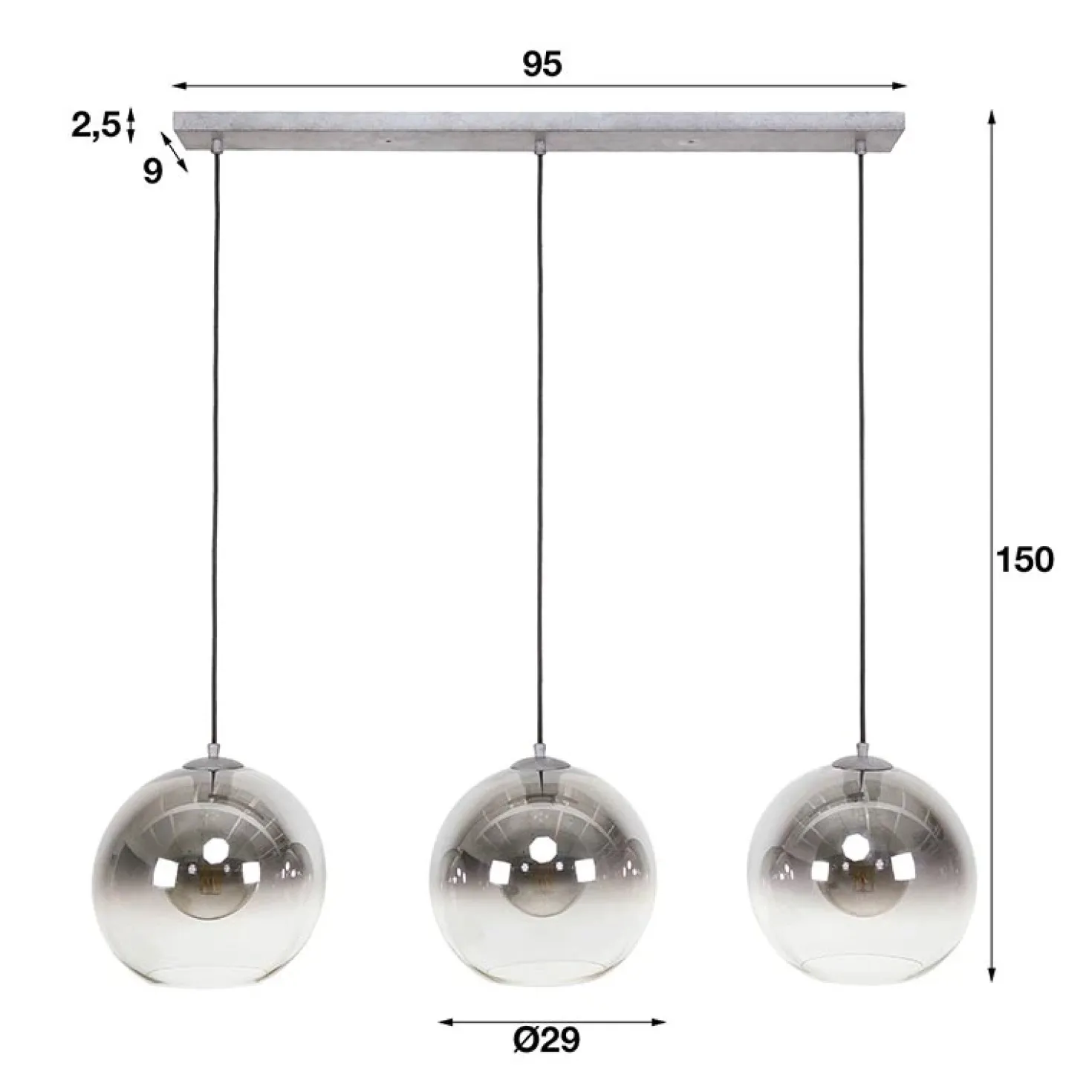 Galsa 3-lichts hanglamp industrieel