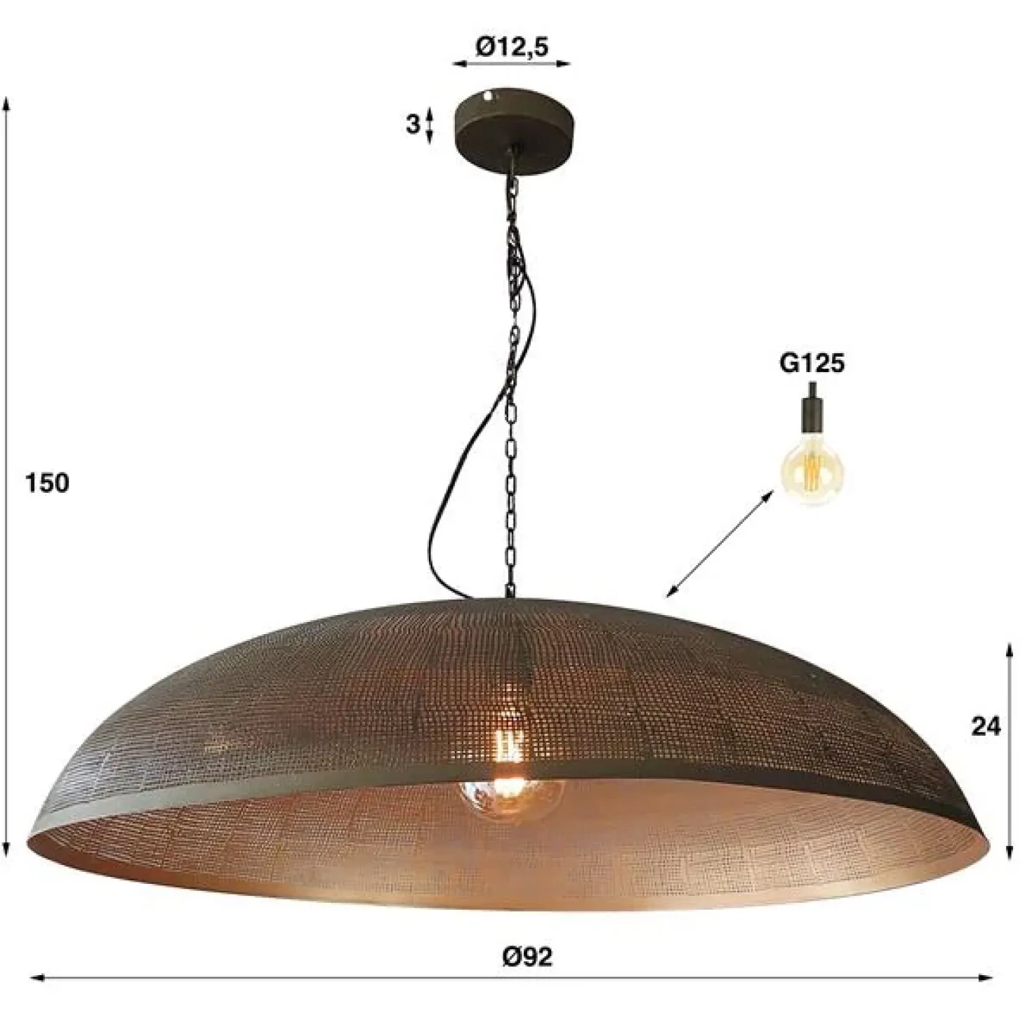 Gemini Hanglamp 90cm Brons antiek