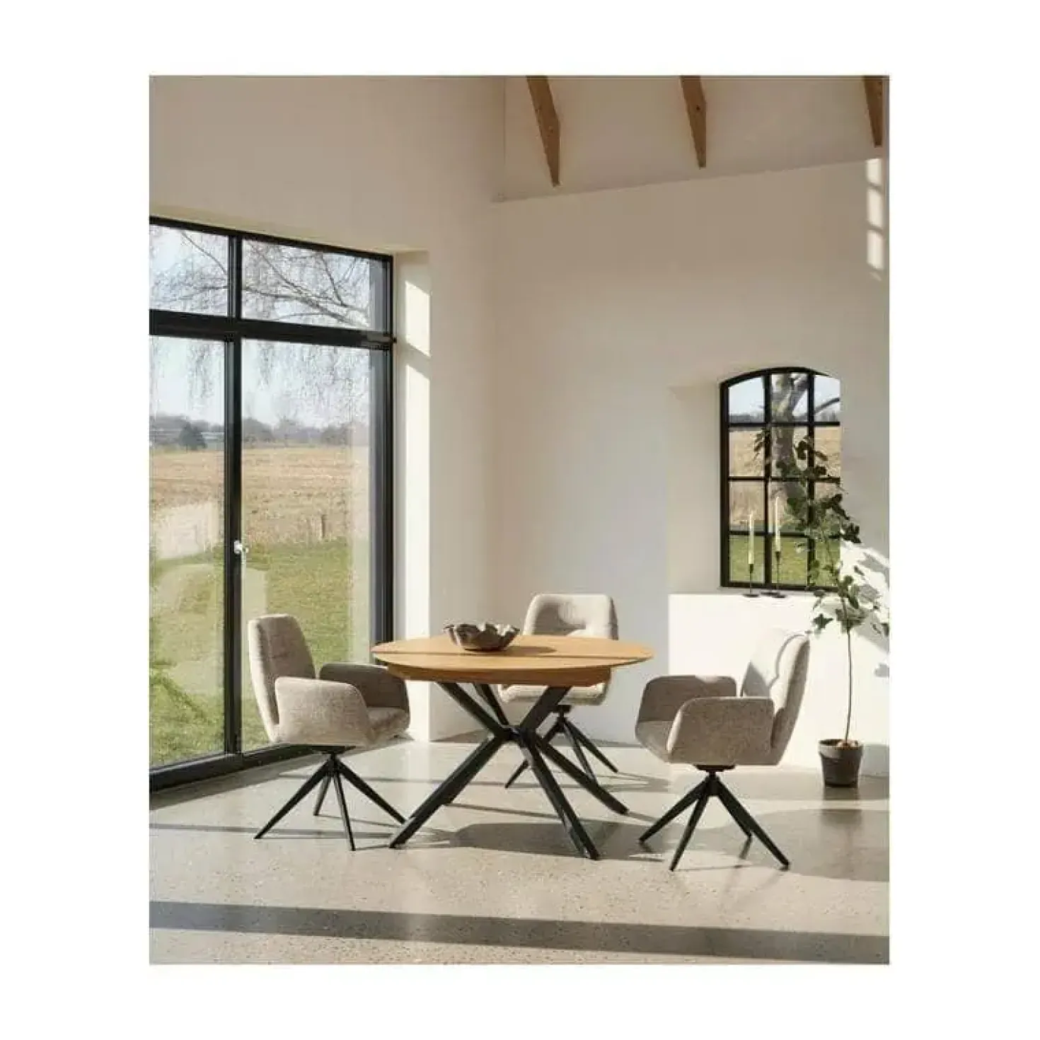 Gerard uitschuifbare ronde eettafel naturel 120-170cm