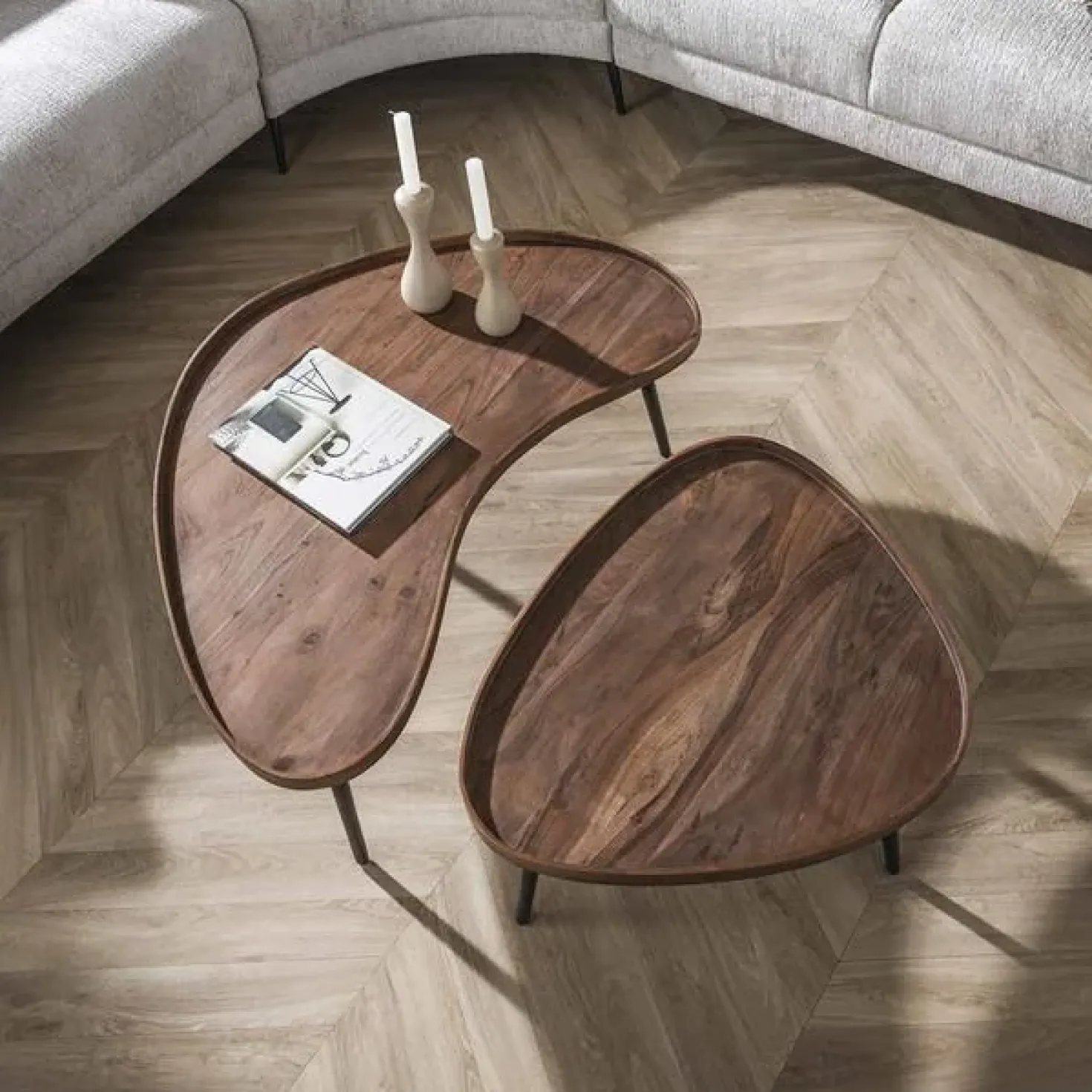 Giorgia Salontafel set van 2 organisch Acaciahout Bruin 103cm