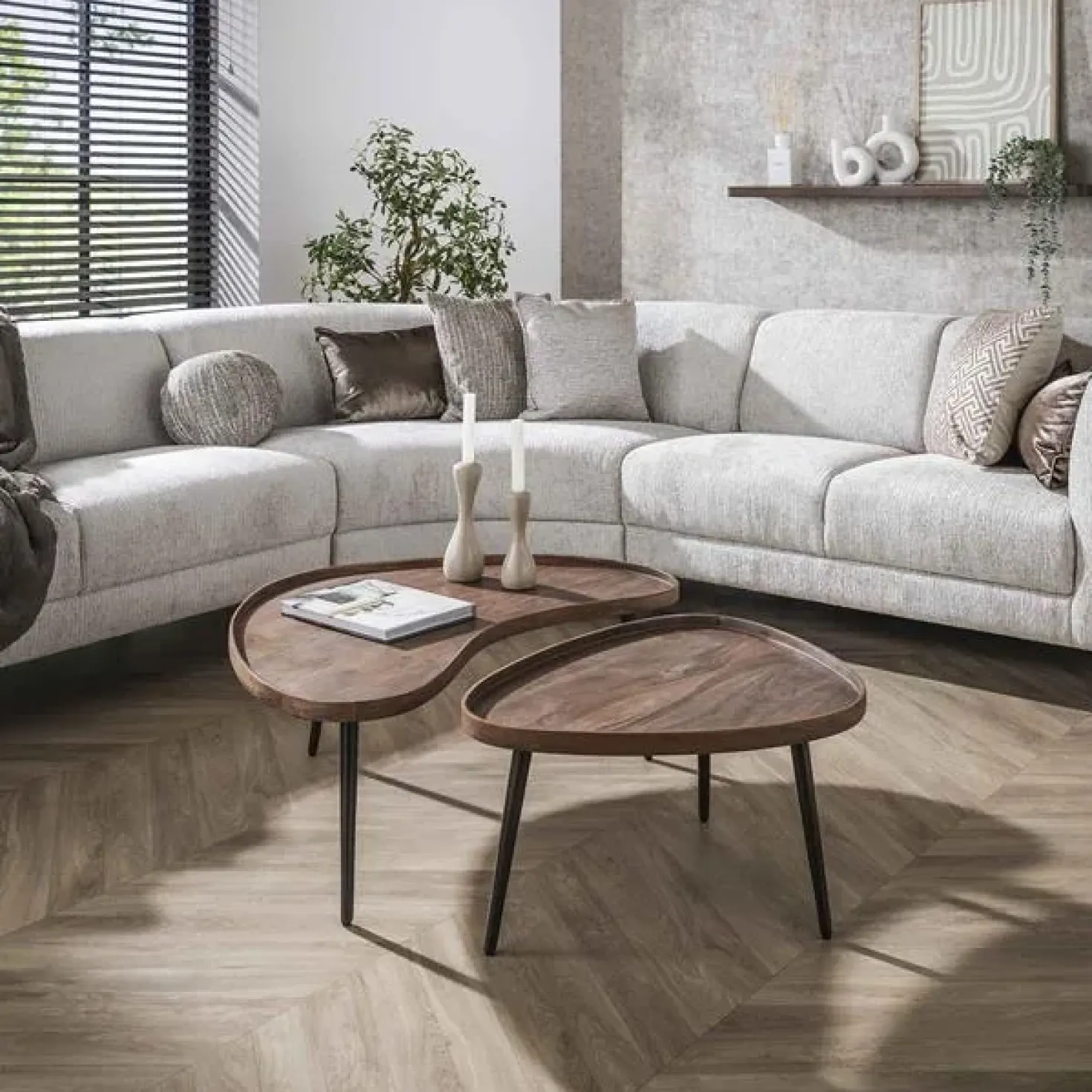Giorgia Salontafel set van 2 organisch Acaciahout Bruin 103cm