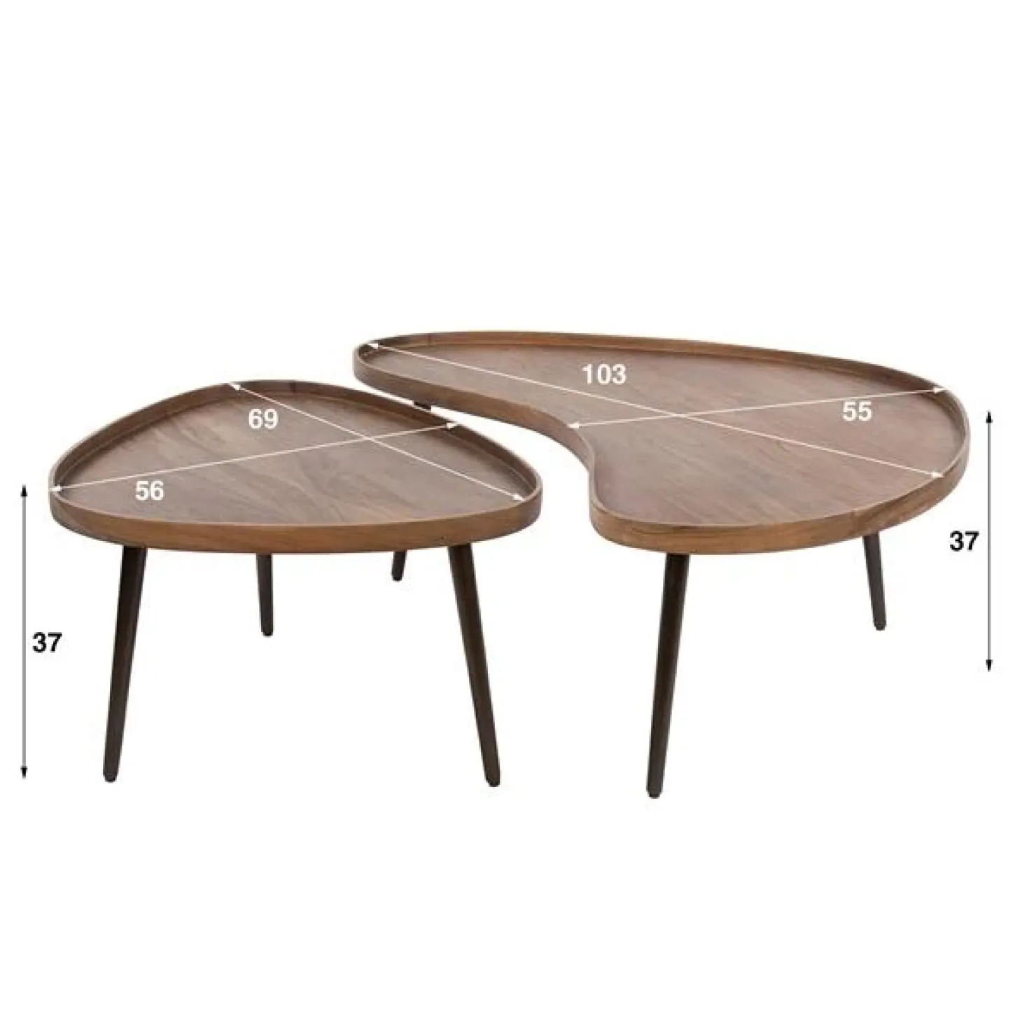 Giorgia Salontafel set van 2 organisch Acaciahout Bruin 103cm