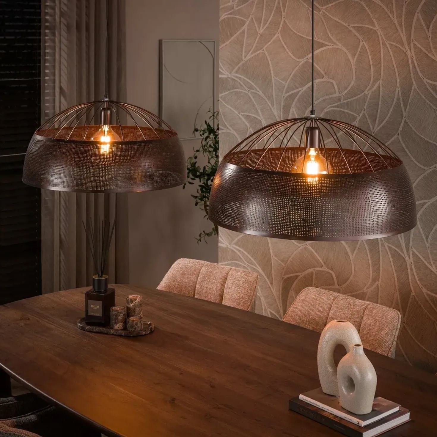 Glenn 2-lichts Hanglamp Antiek koper