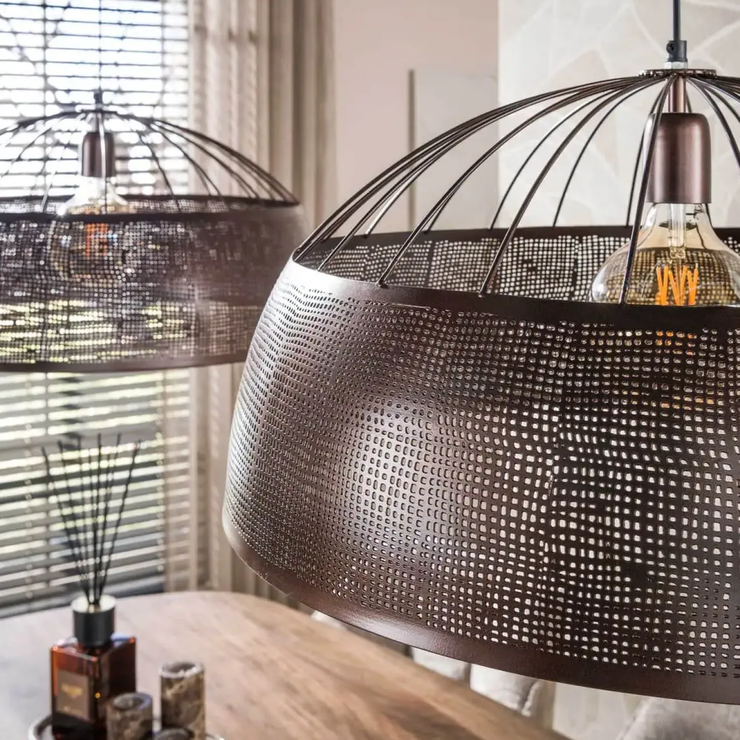 Glenn 2-lichts Hanglamp Antiek koper