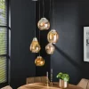 Glowy 5-lichts hanglamp amber getrapt