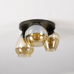 Glowy 3-lichts Plafondlamp Amber glas