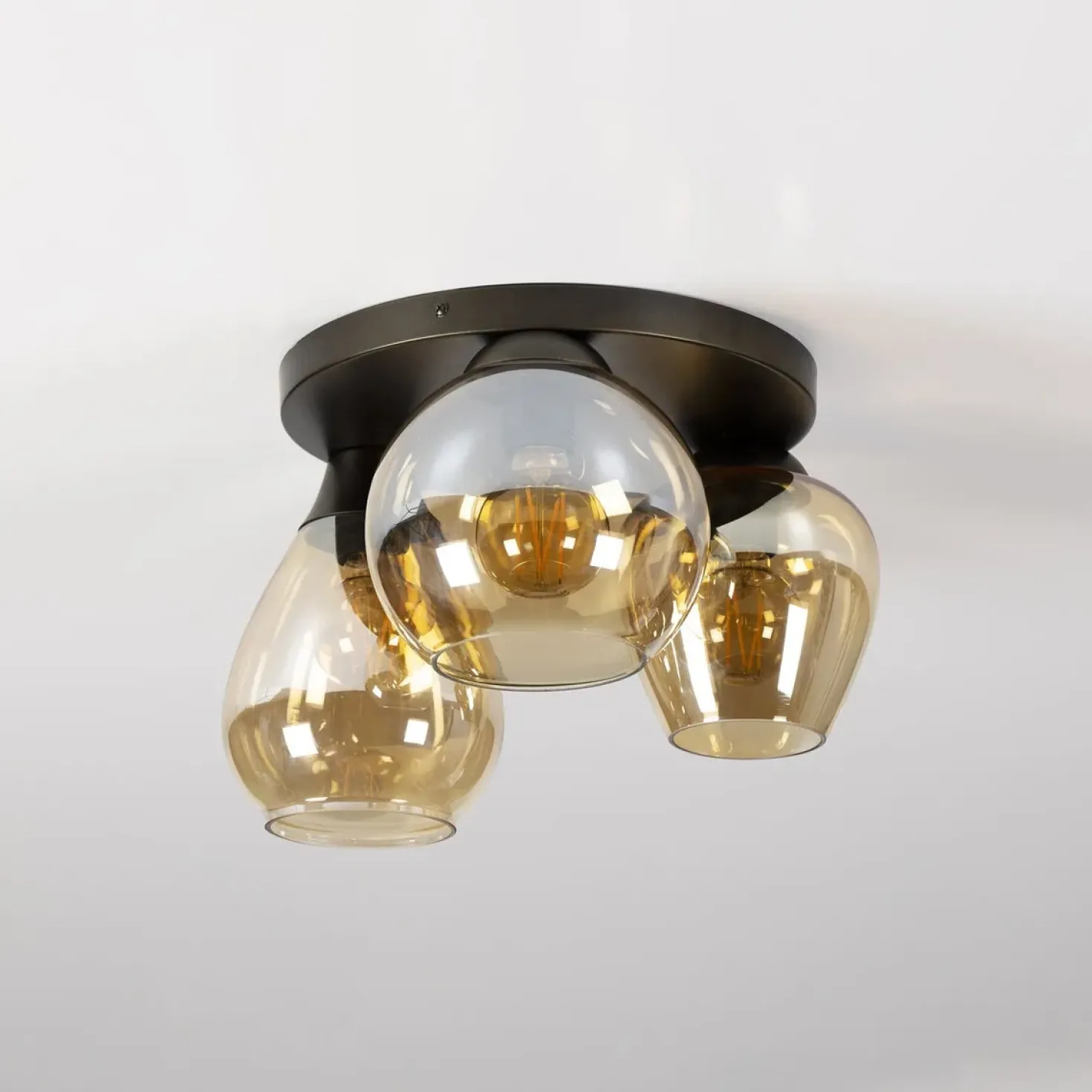 Glowy 3-lichts Plafondlamp Amber glas