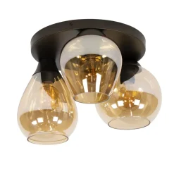 Glowy 3-lichts Plafondlamp Amber glas
