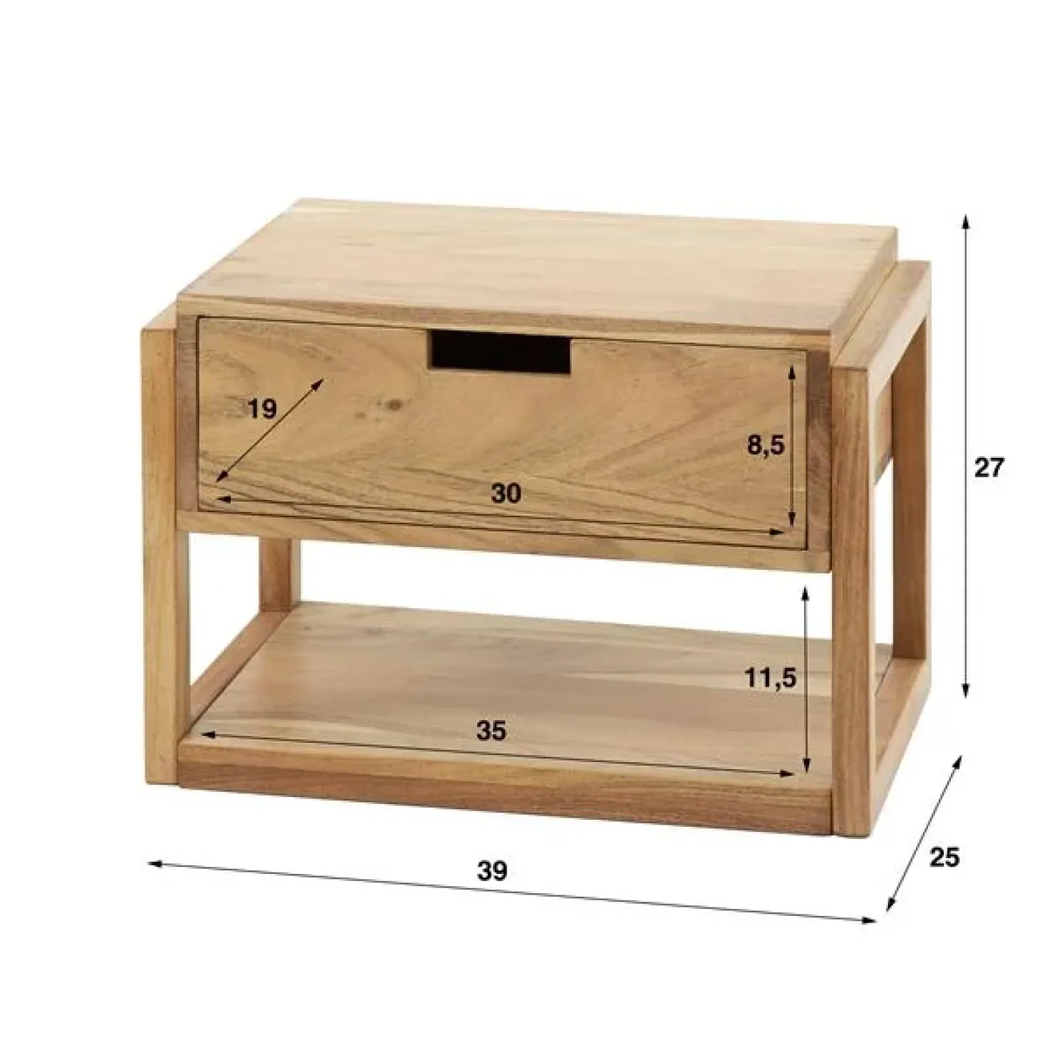 Grace houten nachtkastje zwevend 39cm