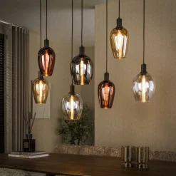 Grazia 7-lichts Hanglamp Meerkleurig glas