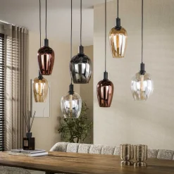 Grazia 7-lichts Hanglamp Meerkleurig glas