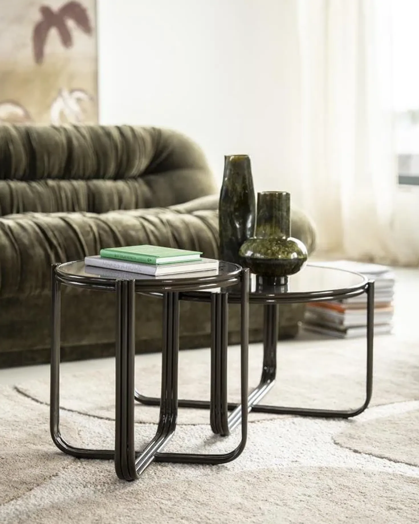 Groovy Bijzettafel rond Bruin 42cm