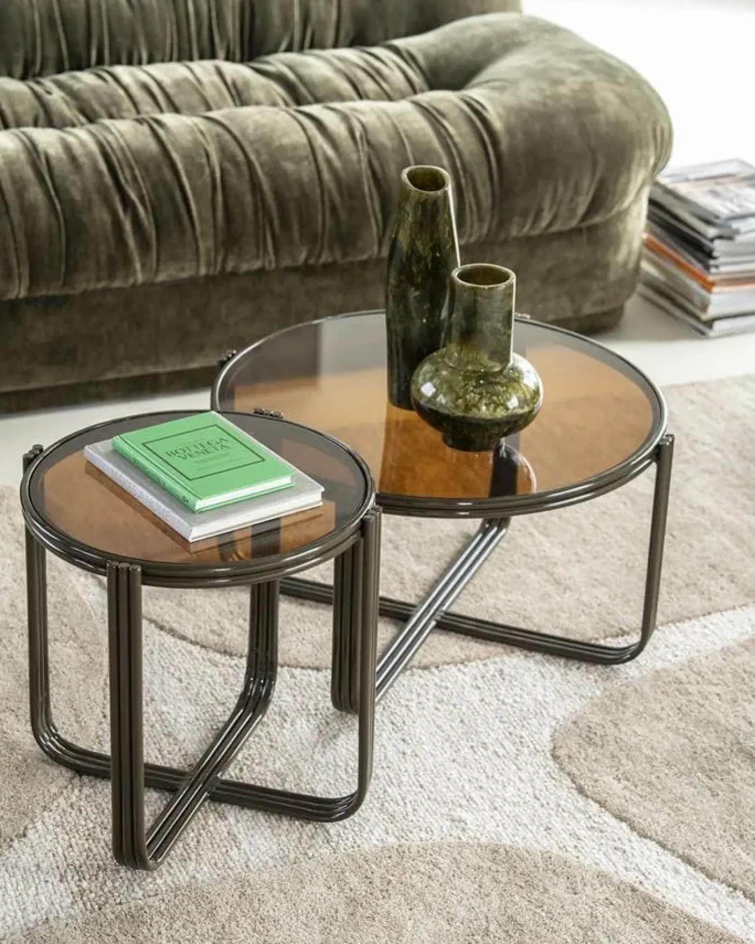 Groovy Bijzettafel rond Bruin 42cm