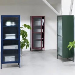 Gulltop vitrinekast blauw metaal 160cm
